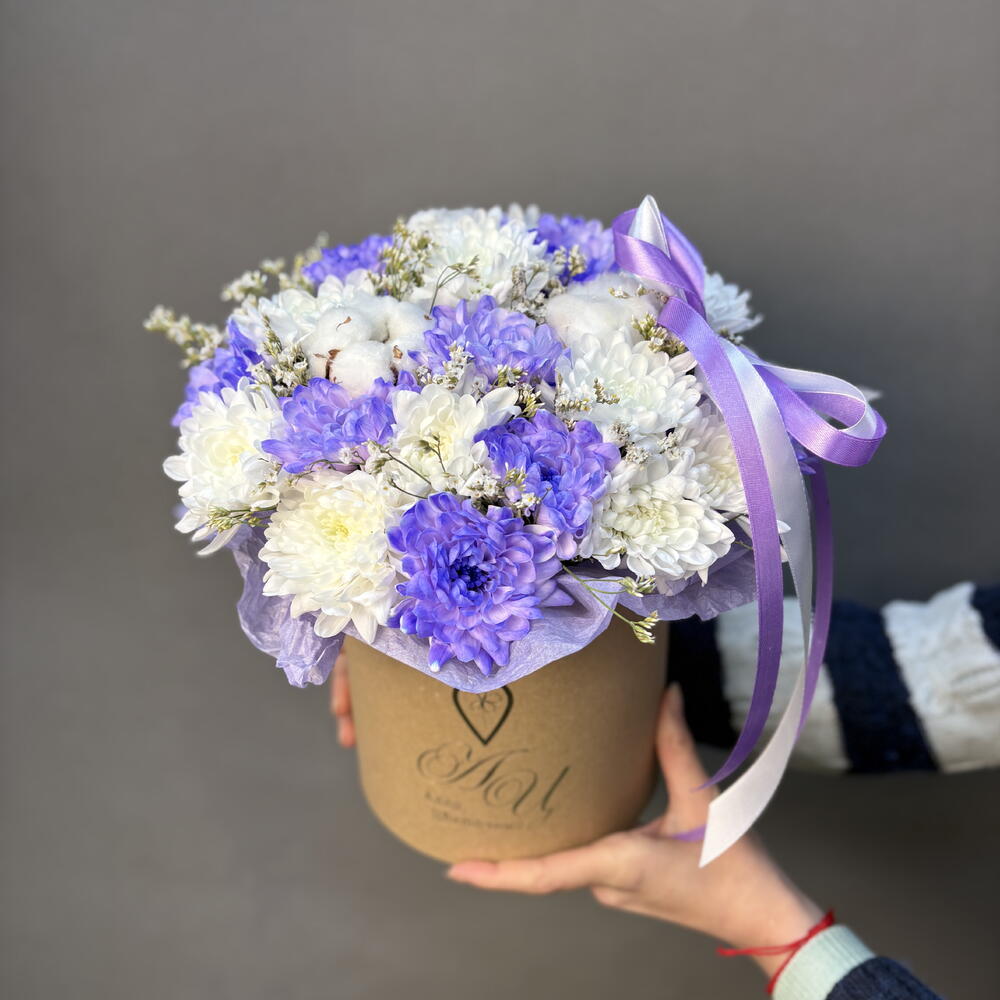 Сиреневая 💜 хризантема с сухоцветами