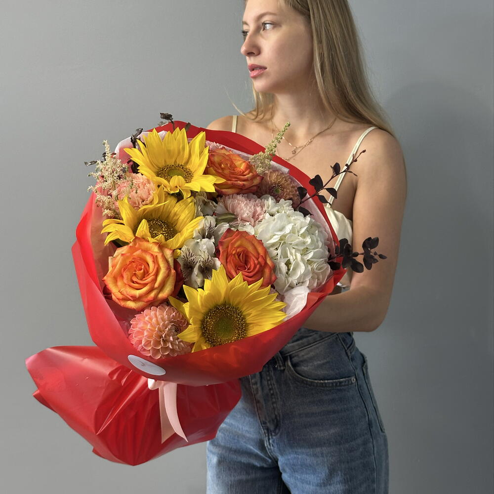 Букет с подсолнухами 521