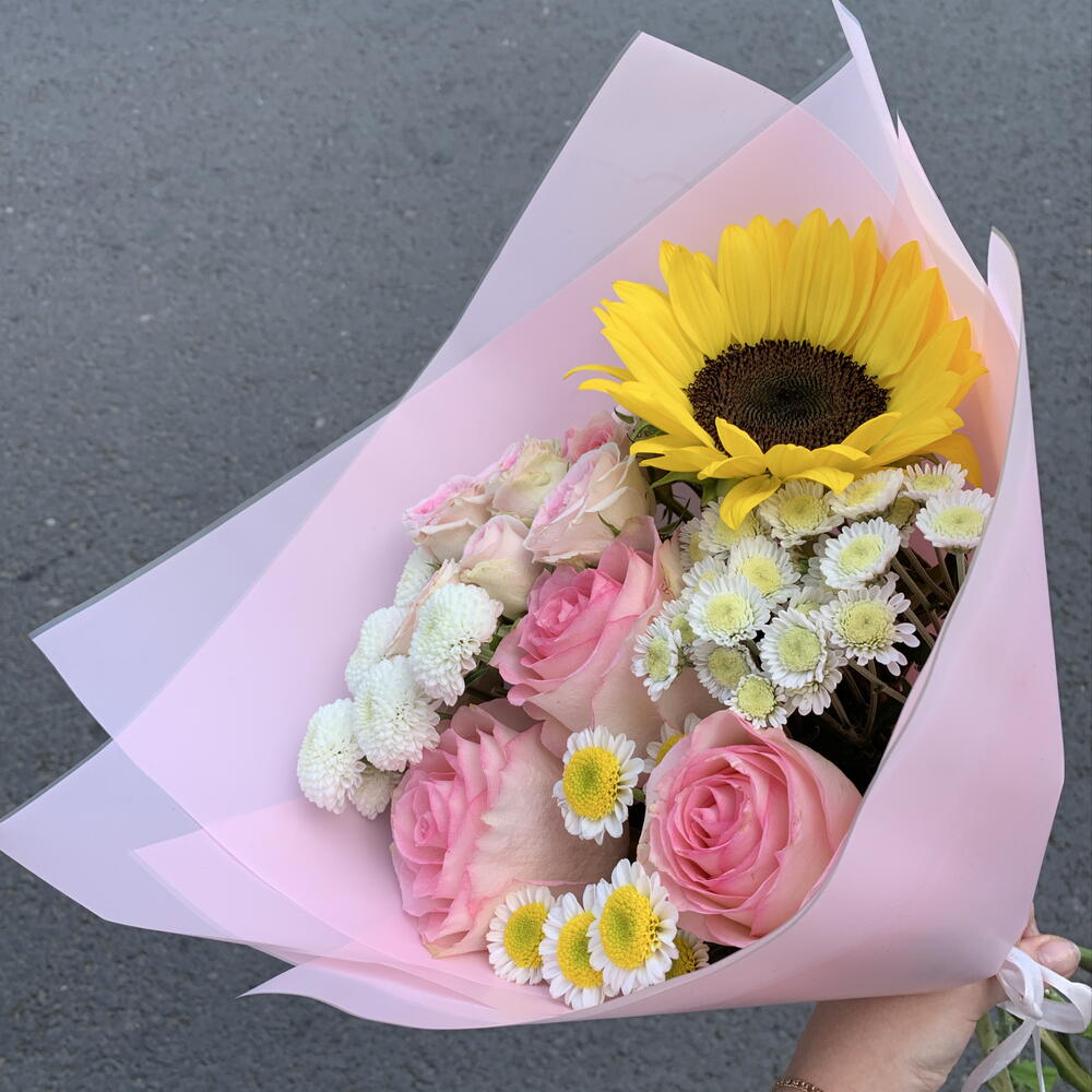 Букет с подсолнухом 💛