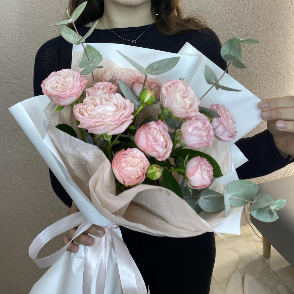 Букет комплимент 💞 Нежные розочки с эвкалиптом