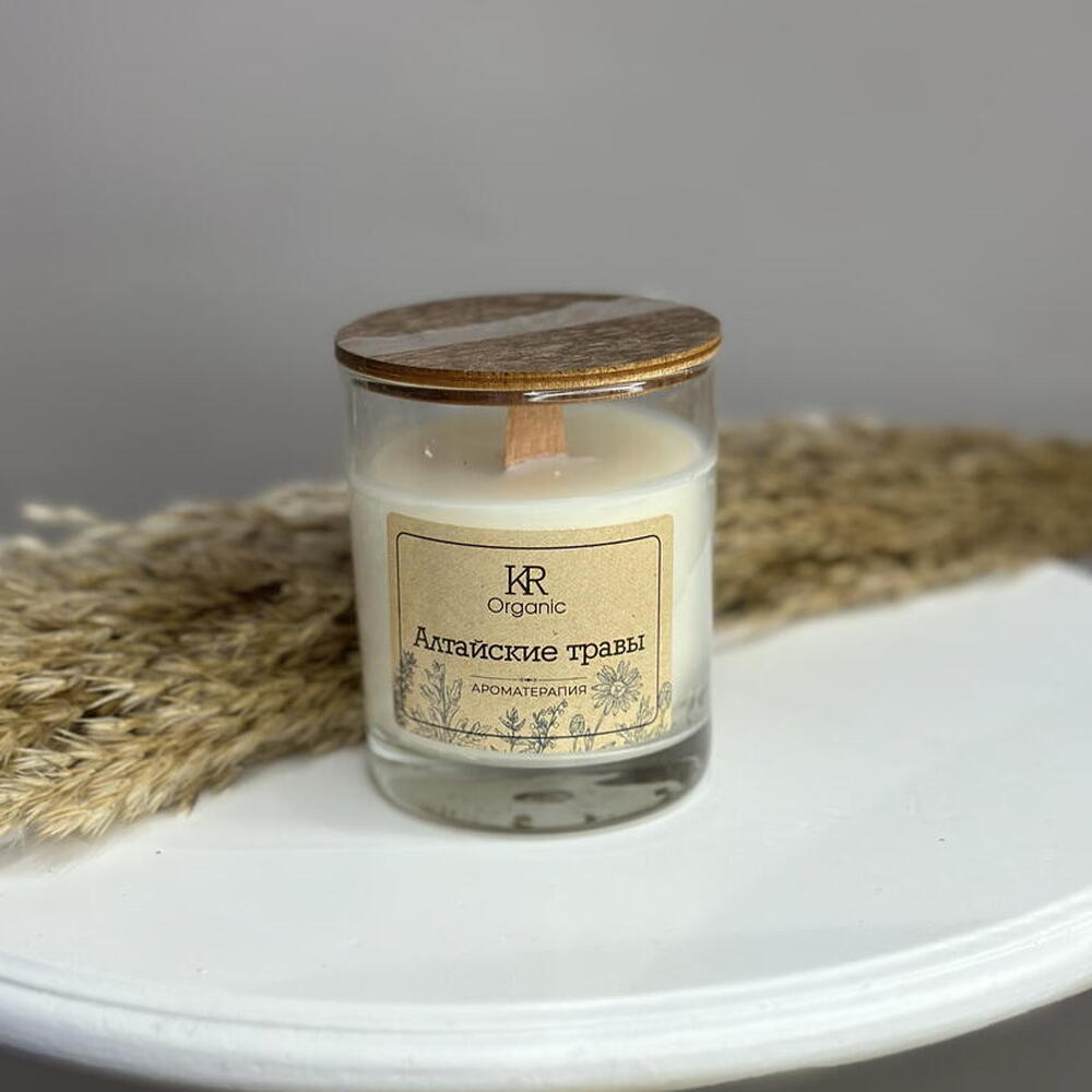 Свеча ароматическая в стекле ORGANIC (Алтайские травы)