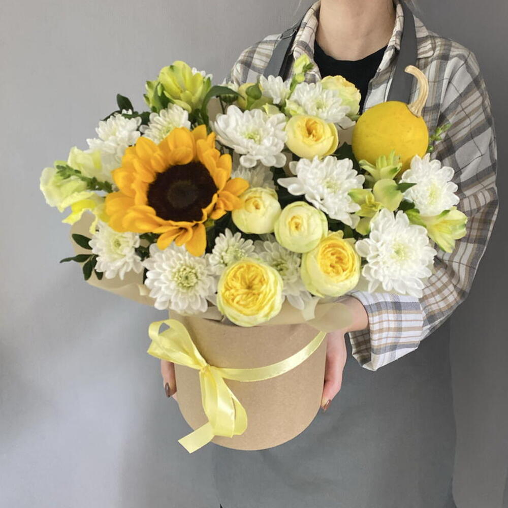 Композиция с осенней тыковкой и подсолнухом 🍂💛