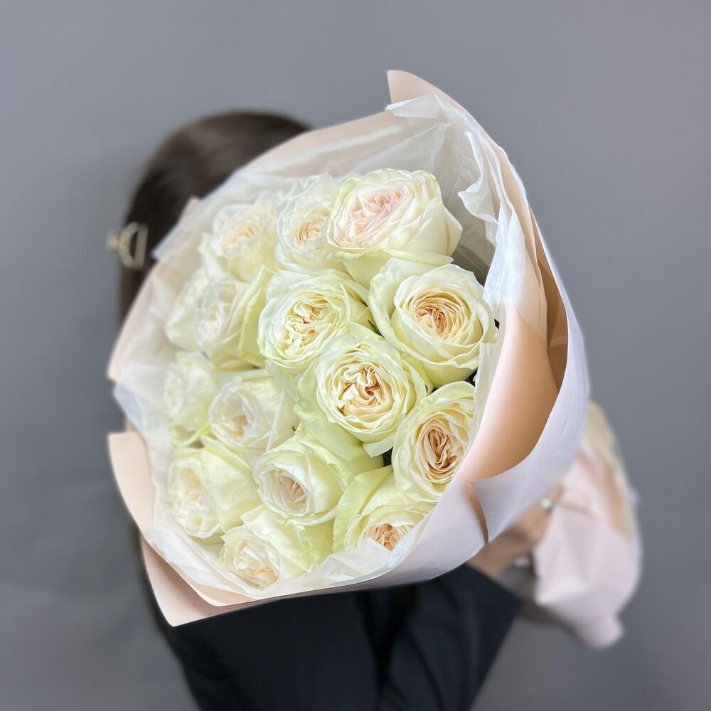 St bouquet 19 из 15 пионовидных роз сорта white o hara