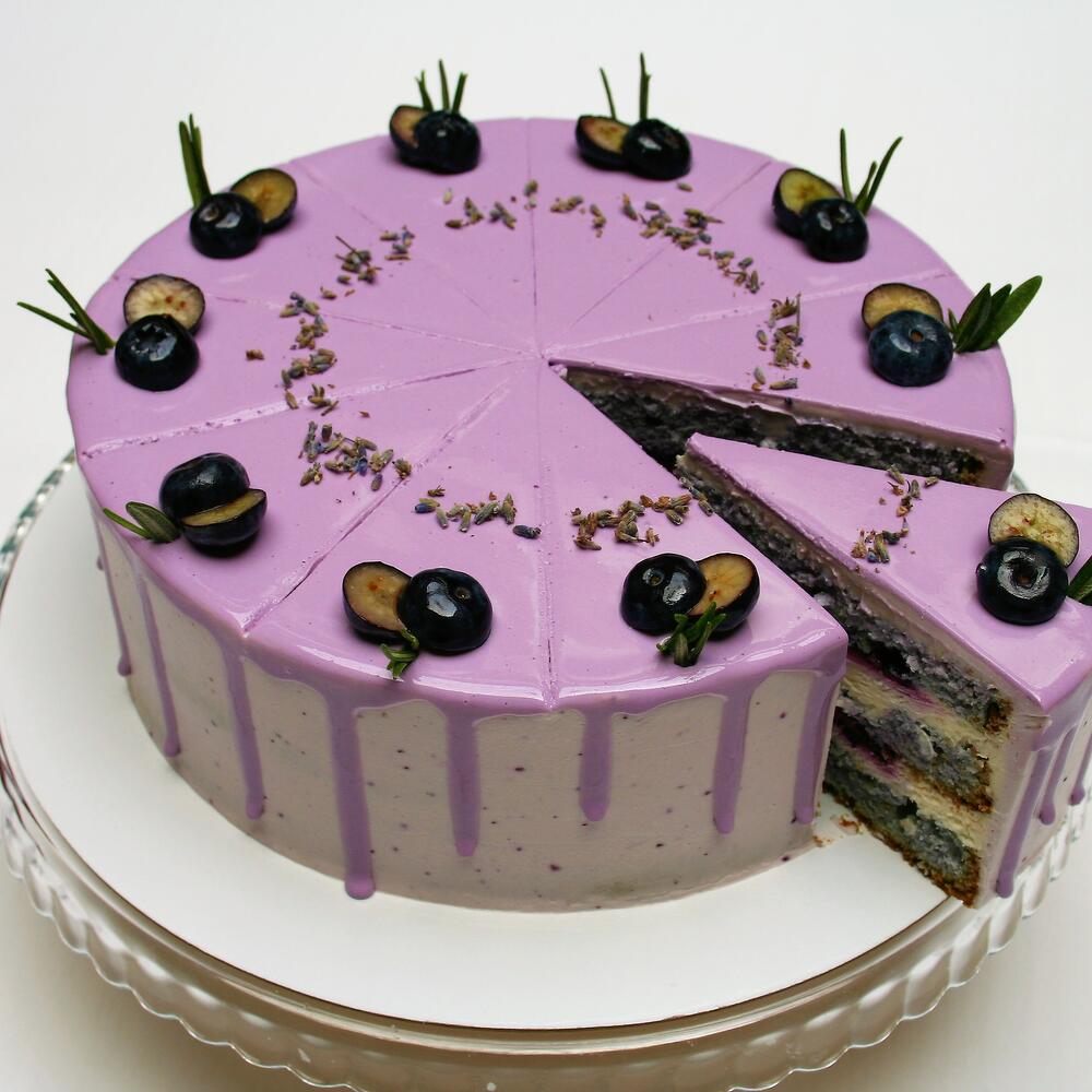 Pastel De lavanda y arándano