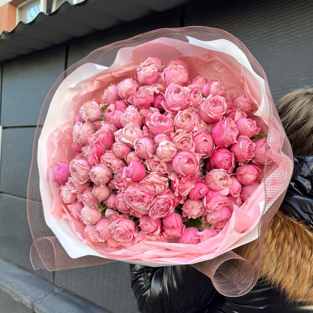 Авторский букет из 51 пионовидной розы  Silva pink 🎀