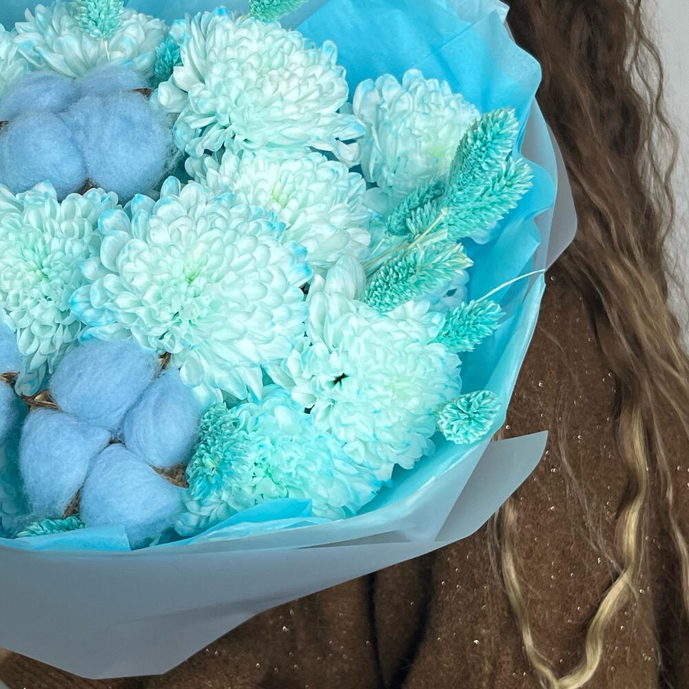 Сухоцветик «S»💙голубые хризантемы и сухоцветы ☺️