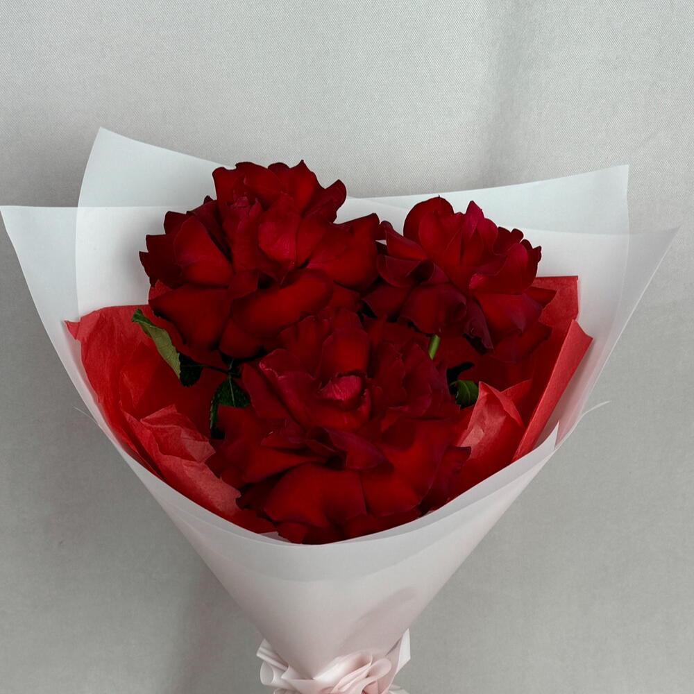 3 французские красные розы🌹