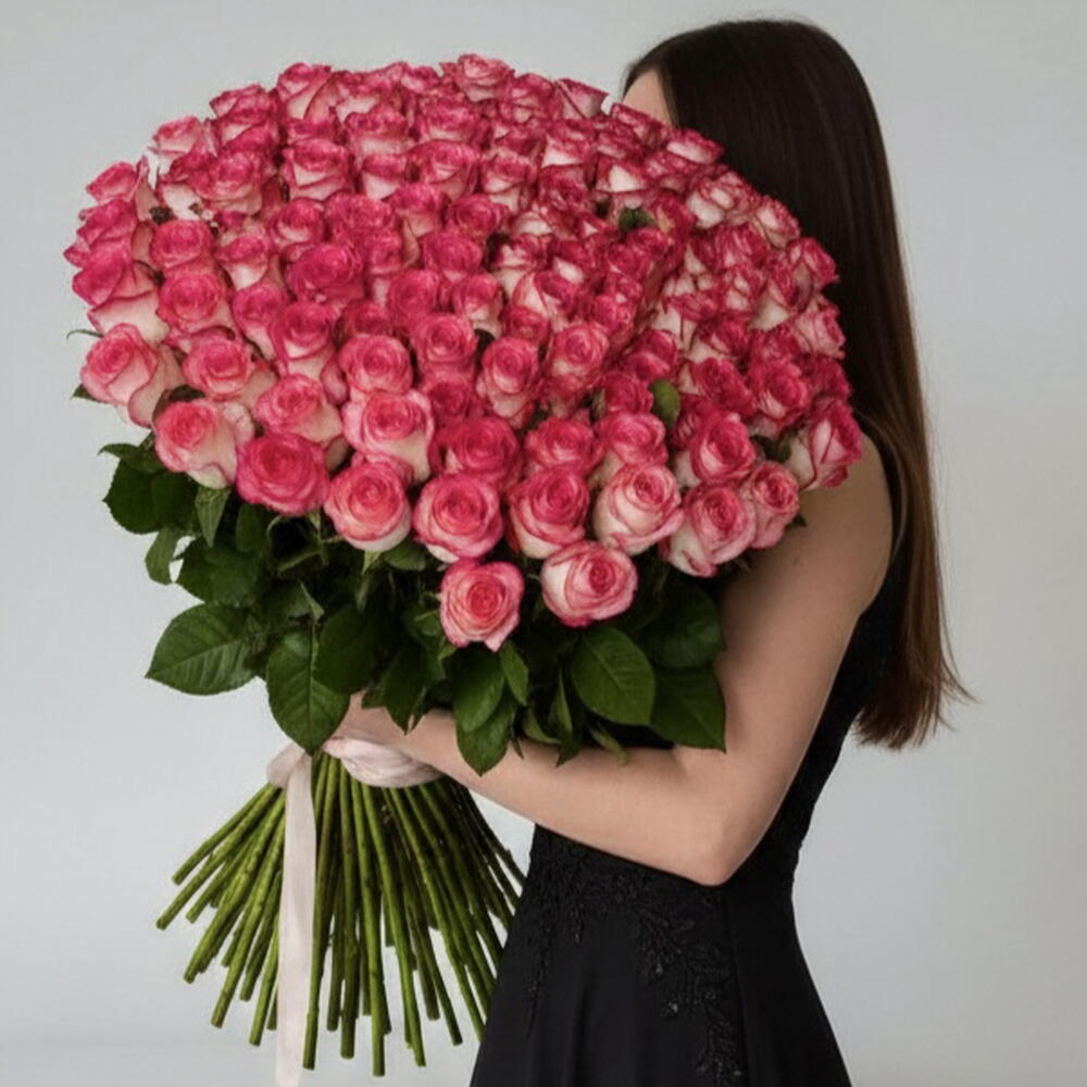 Розовые розы 101 шт