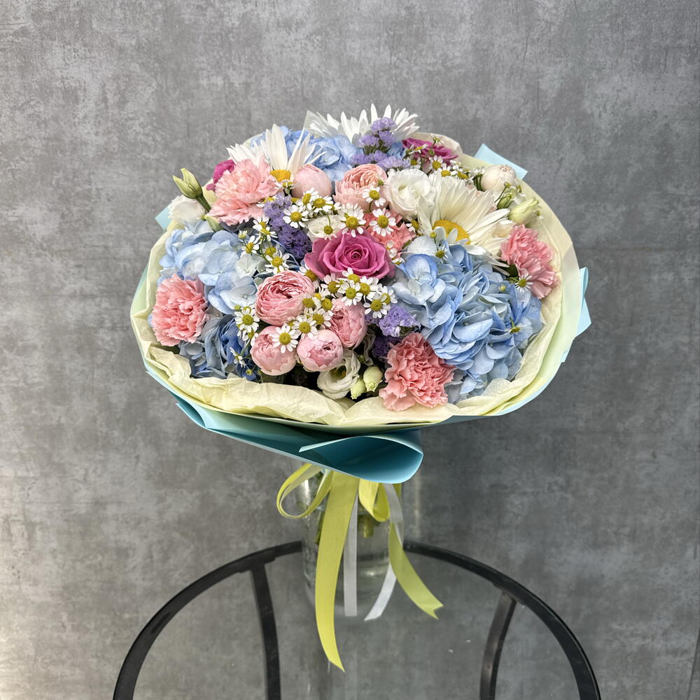 Букет сборный дофаминовый 🤩😍♥️ для самой любимой девушки на День рождение ♥️😘🔥🤩 гортензия, ромашка, роза 🌸