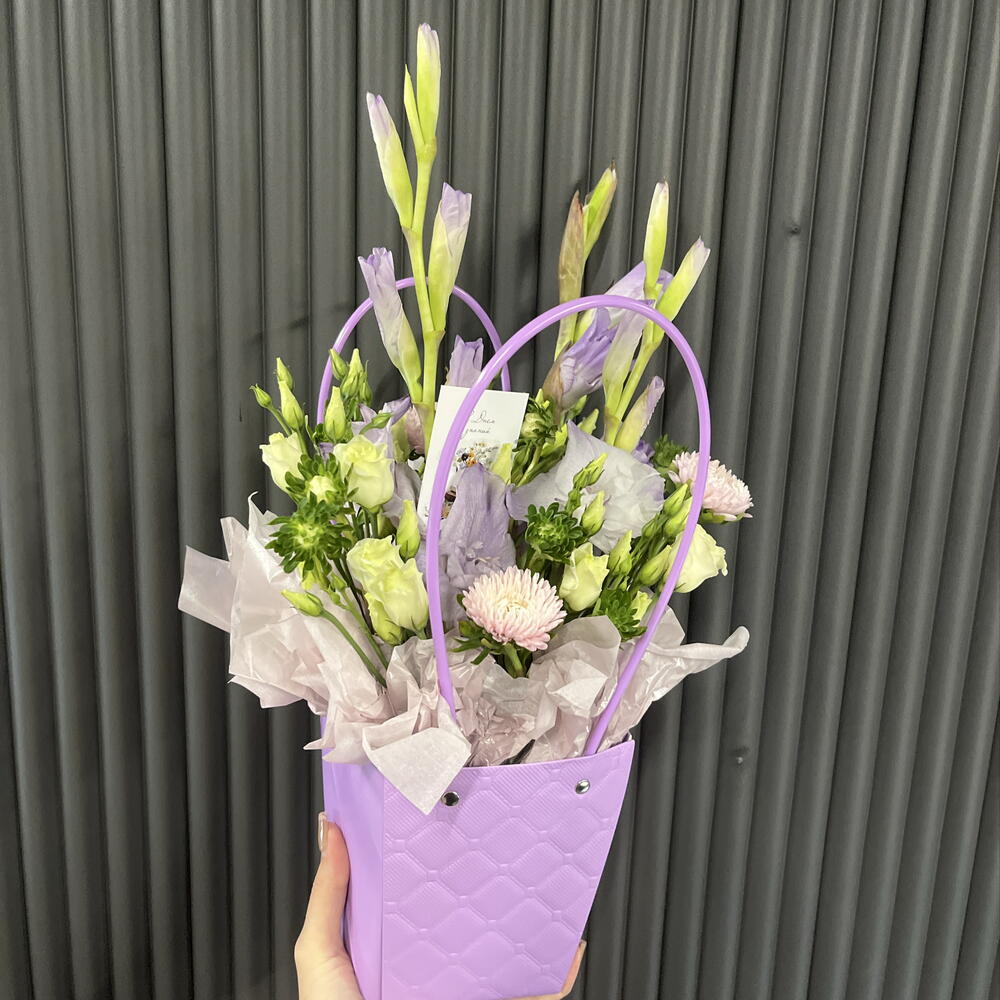 сумочка с гладиолусами💜 1 сентября + открытка «С Днём Знаний»