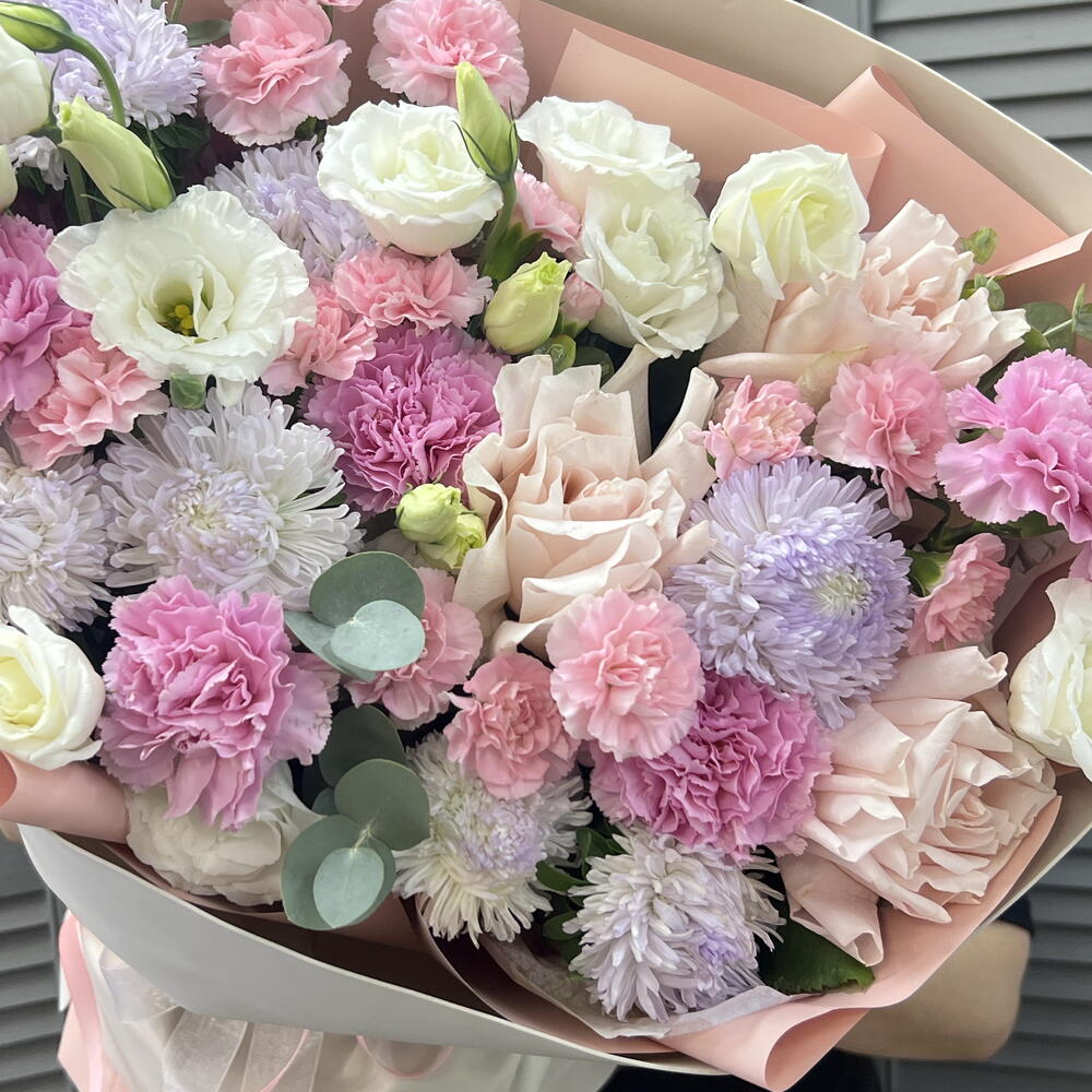 Объёмный розовый букет💝