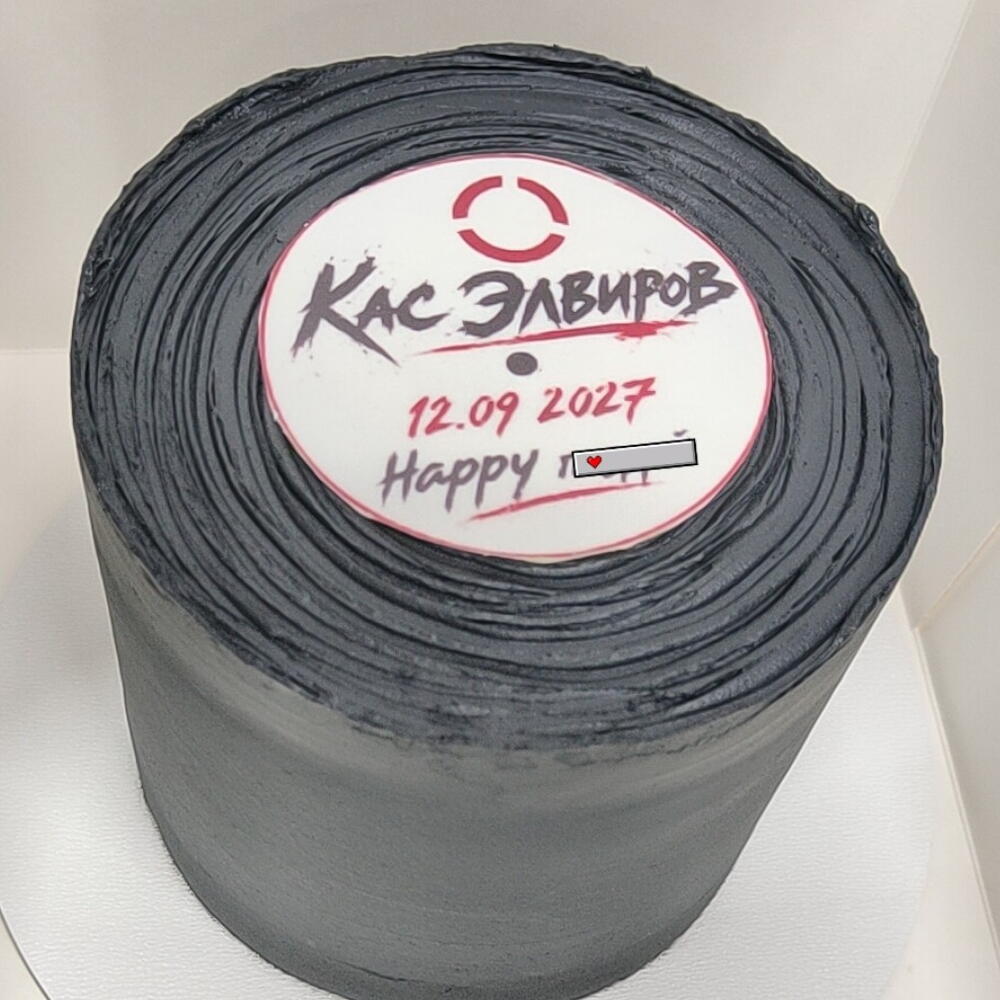 Бенто торт happy бёздей, пластинка, черный тортик с днём рождения (ваша надпись)