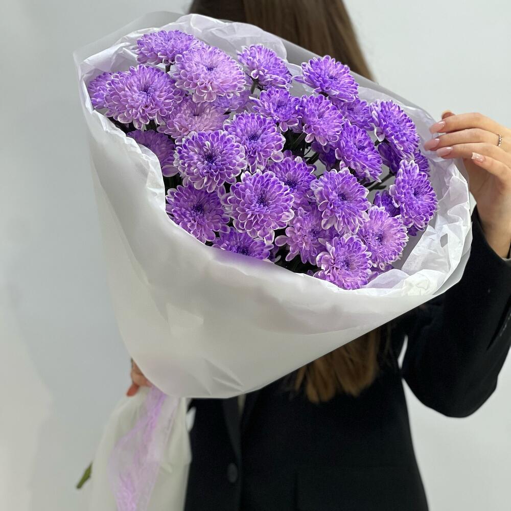 Букет сиреневая хризантема маме 💜 (5)