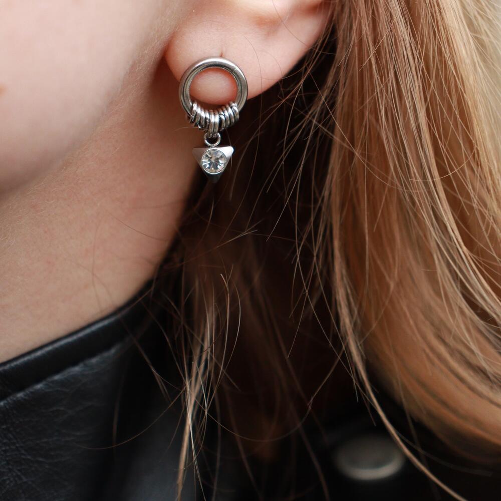 Earrings made of jewelry steel with zircon