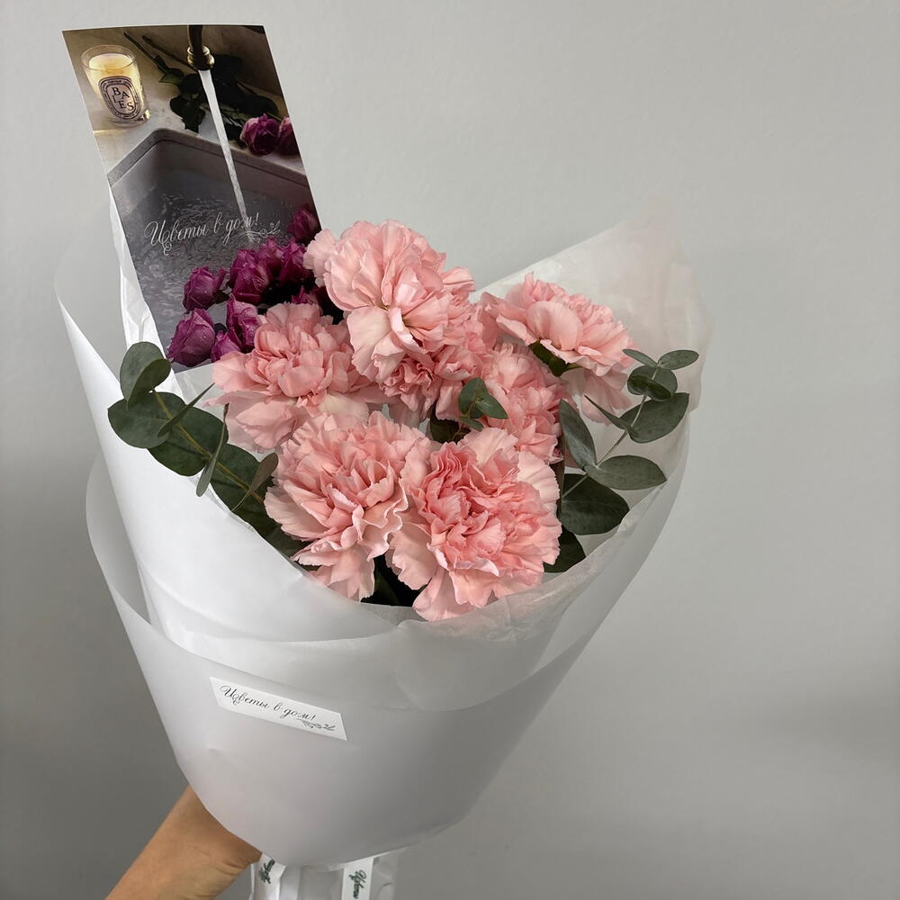 Букет комплимент из воздушных розовых диантусов💌