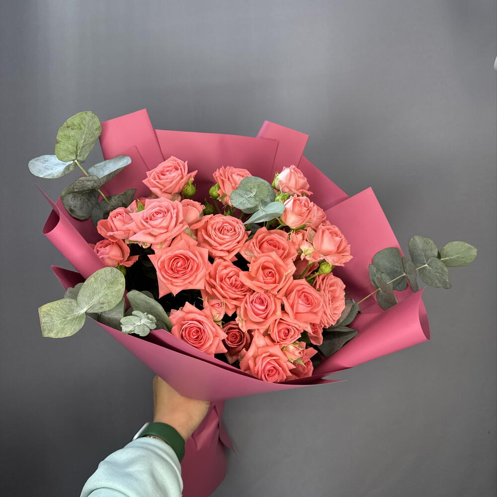 Букет кустовых роз с эвкалиптом 😻🎀