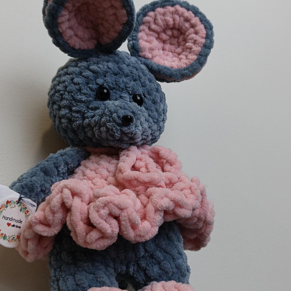 Мягкая игрушка вязаная мышка в платьице 🐁