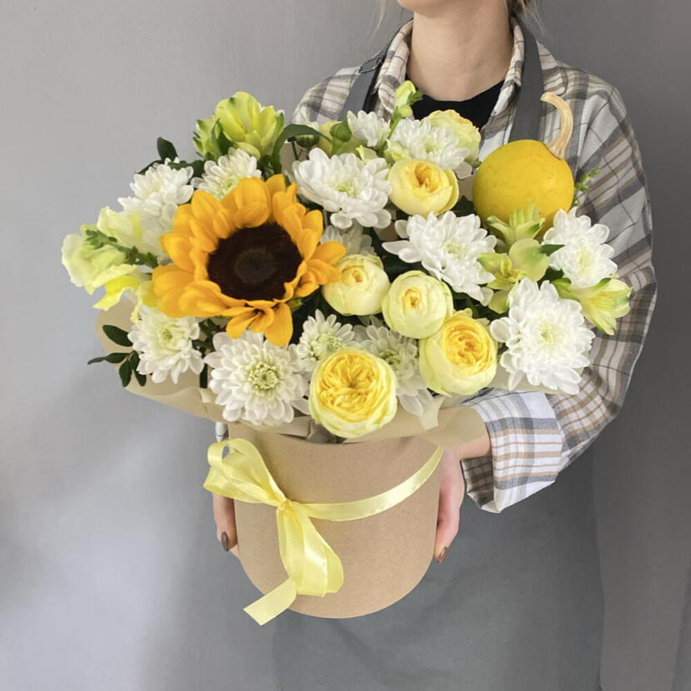 Композиция с осенней тыковкой и подсолнухом 🍂💛