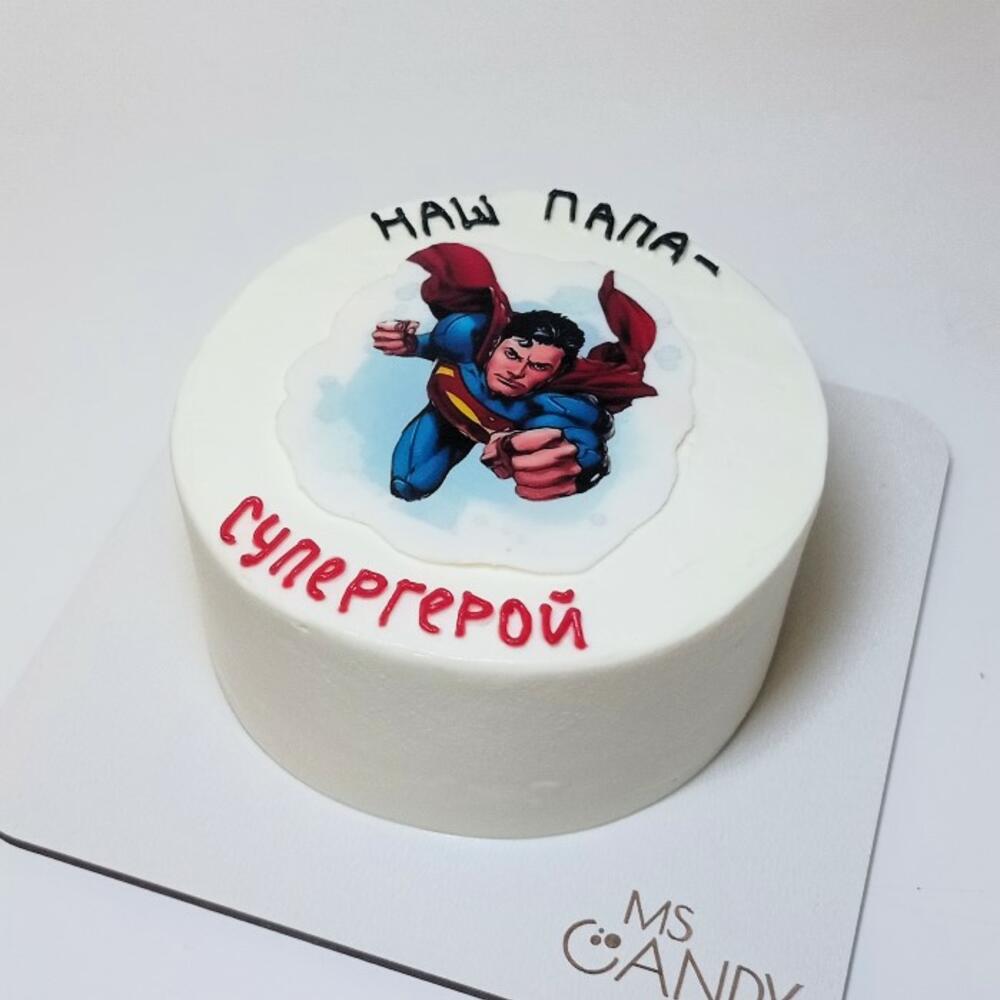 Бенто-торт "Папа - супергерой" 450 г., размер S, папе, на день рождения, день отца