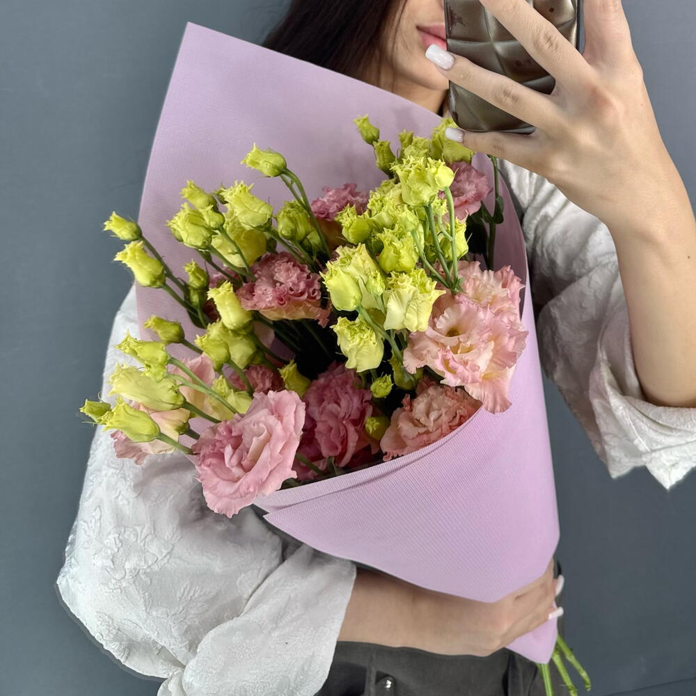 💖МОНОбукет из нежно-розовой эустомы