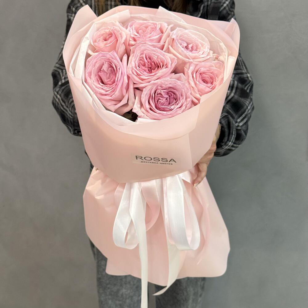 Моно букет из 7 роз Pink Ohara