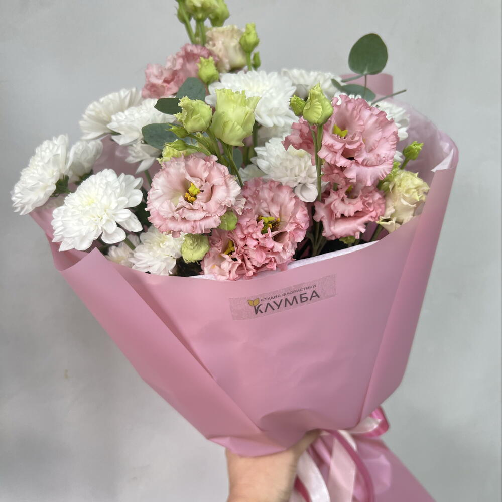 Букет из хризантемы и эустомы💐