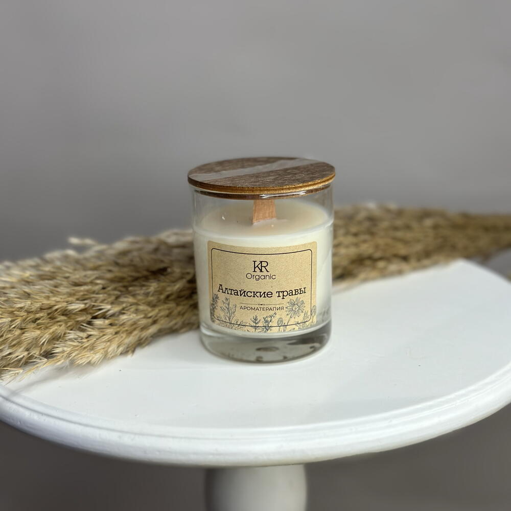 Свеча ароматическая в стекле ORGANIC (Алтайские травы)
