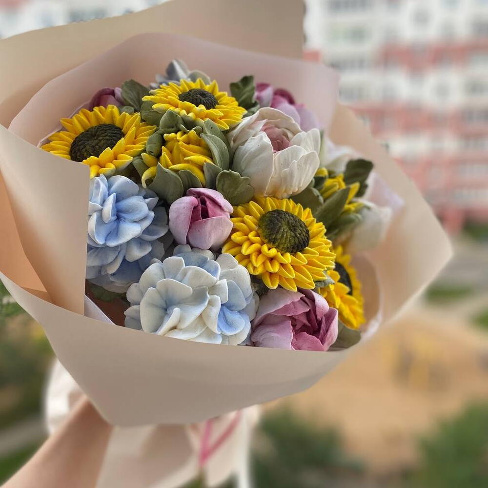 Букет из зефирных цветов "бабье лето"