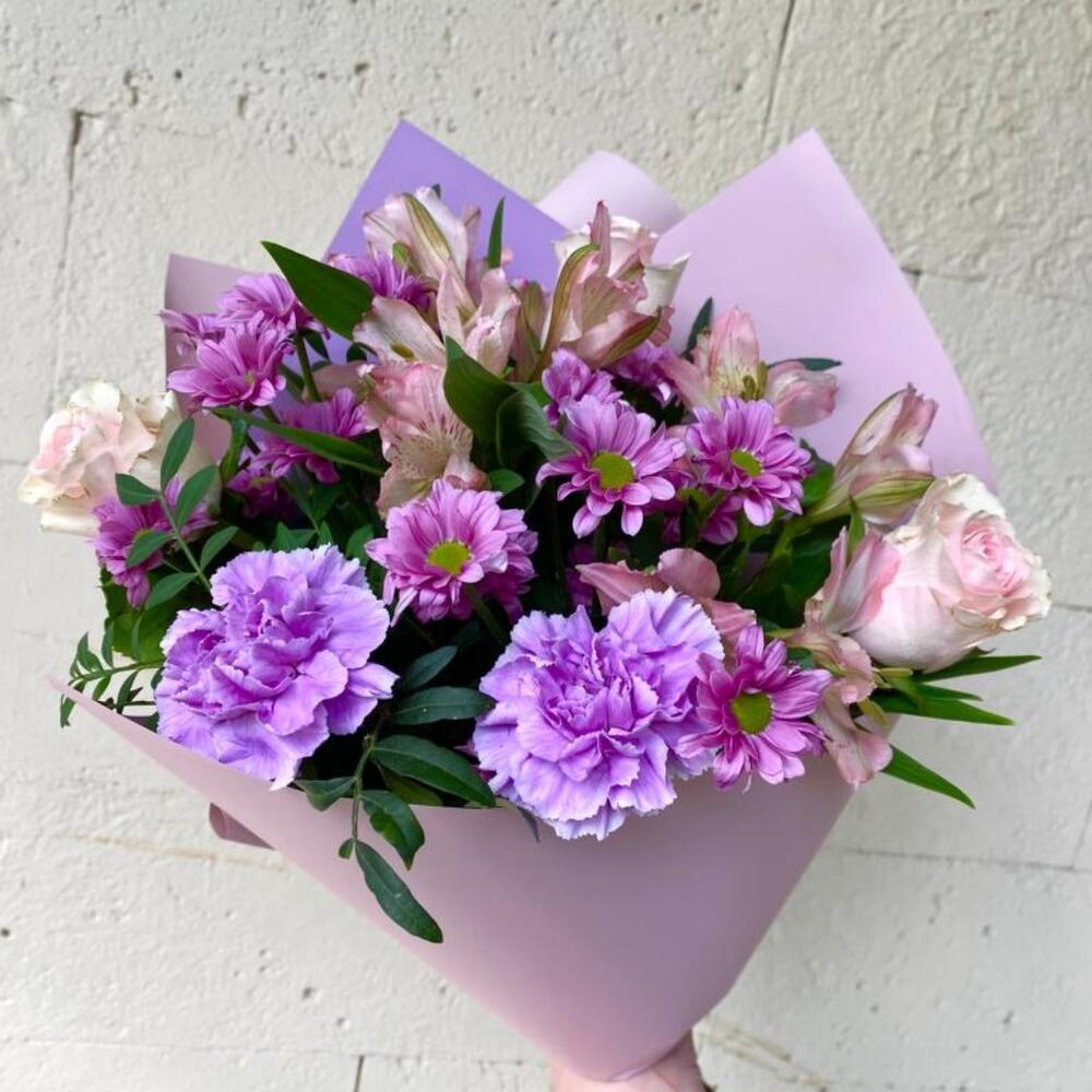 Букет с розой и диантусом, Цветы и подарки в Санкт-Петербурге, купить ...