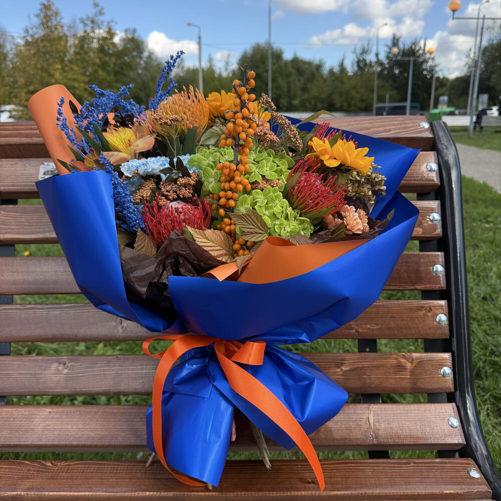 Букет дофамин ( подсолнух, леуко , зеленая гортензия 🍁💐🍂🌻🌻🌻