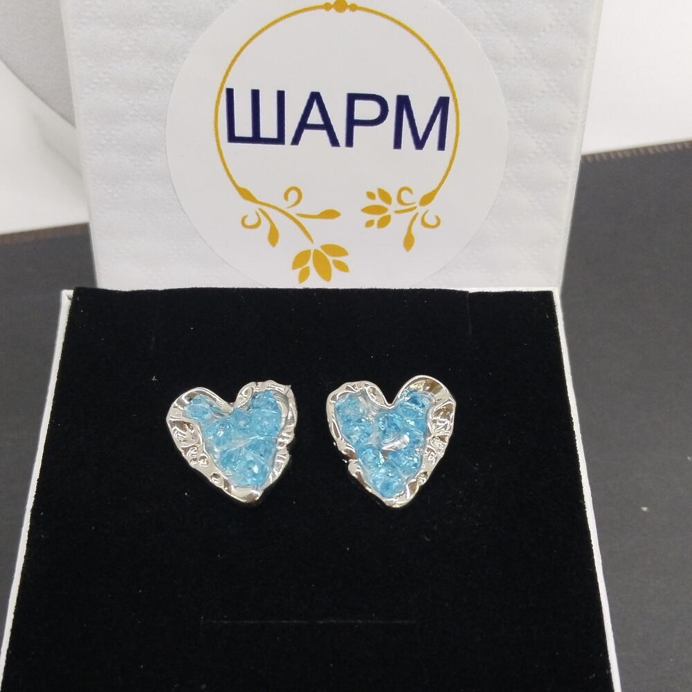 Серьги пусеты в виде сердца