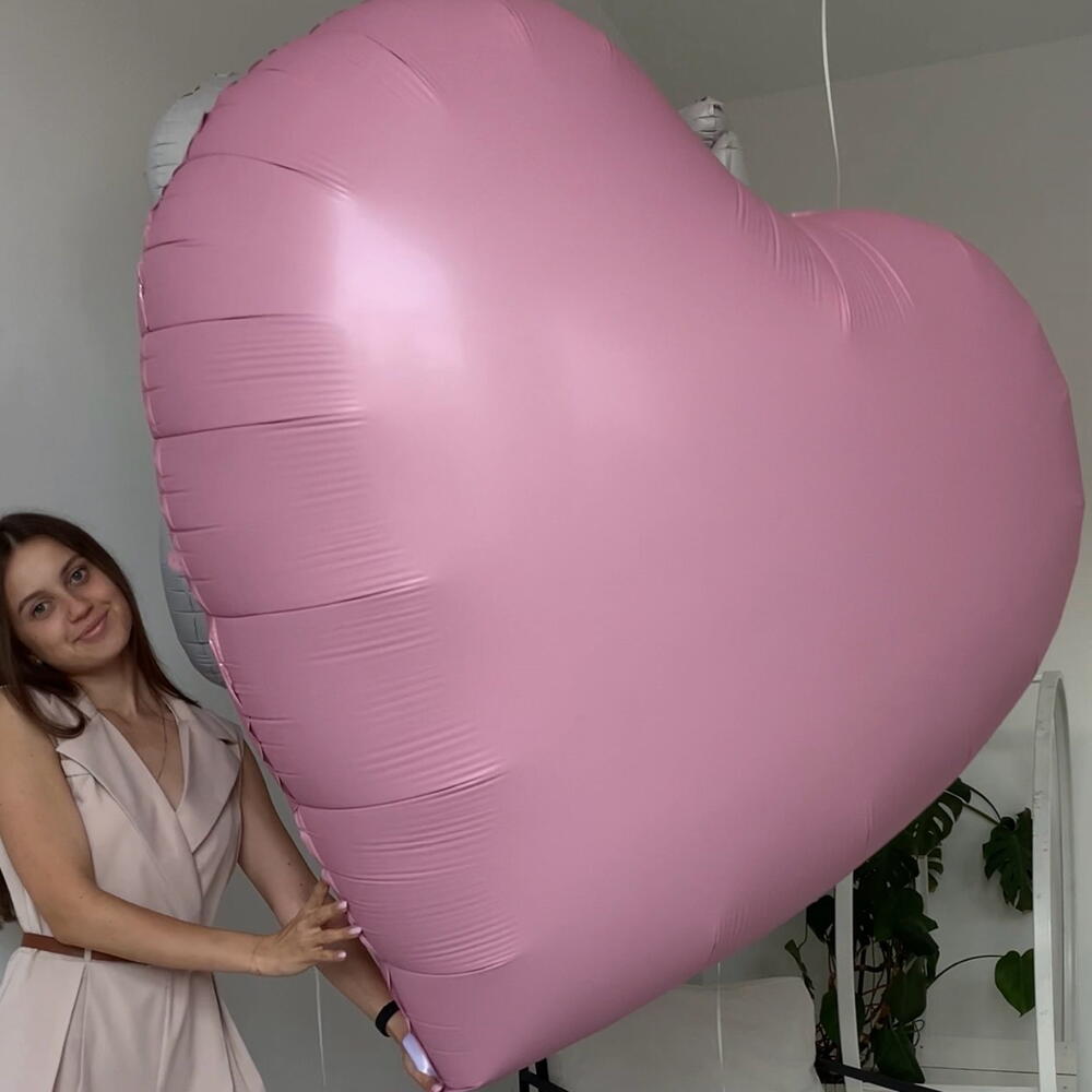 Самый огромный шар сердце ♥️  в мире с надписью (розовый)