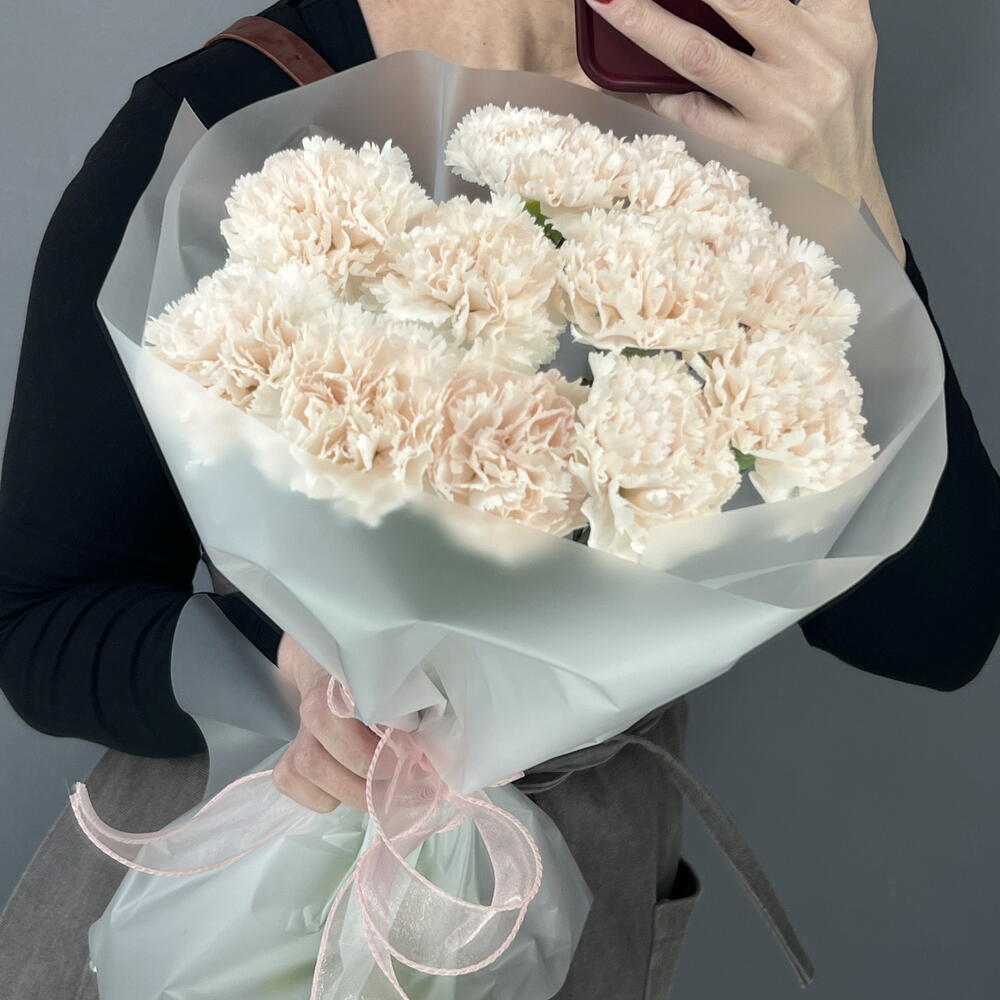 Моно букет кремовый диантус «Брют» 🌸🌸🌸