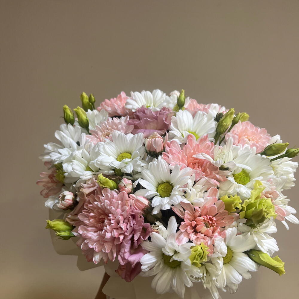 композиция эустома с хризантемой🌸