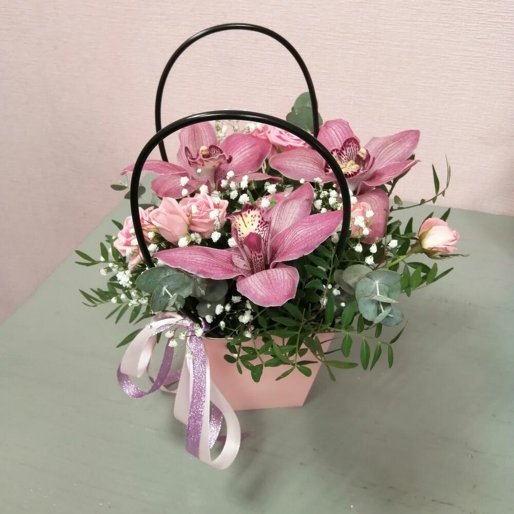 Orchids in a handbag
