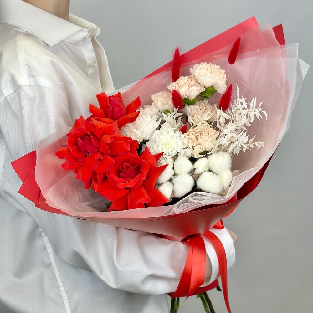 Авторский букет с французскими розами (АБ016)