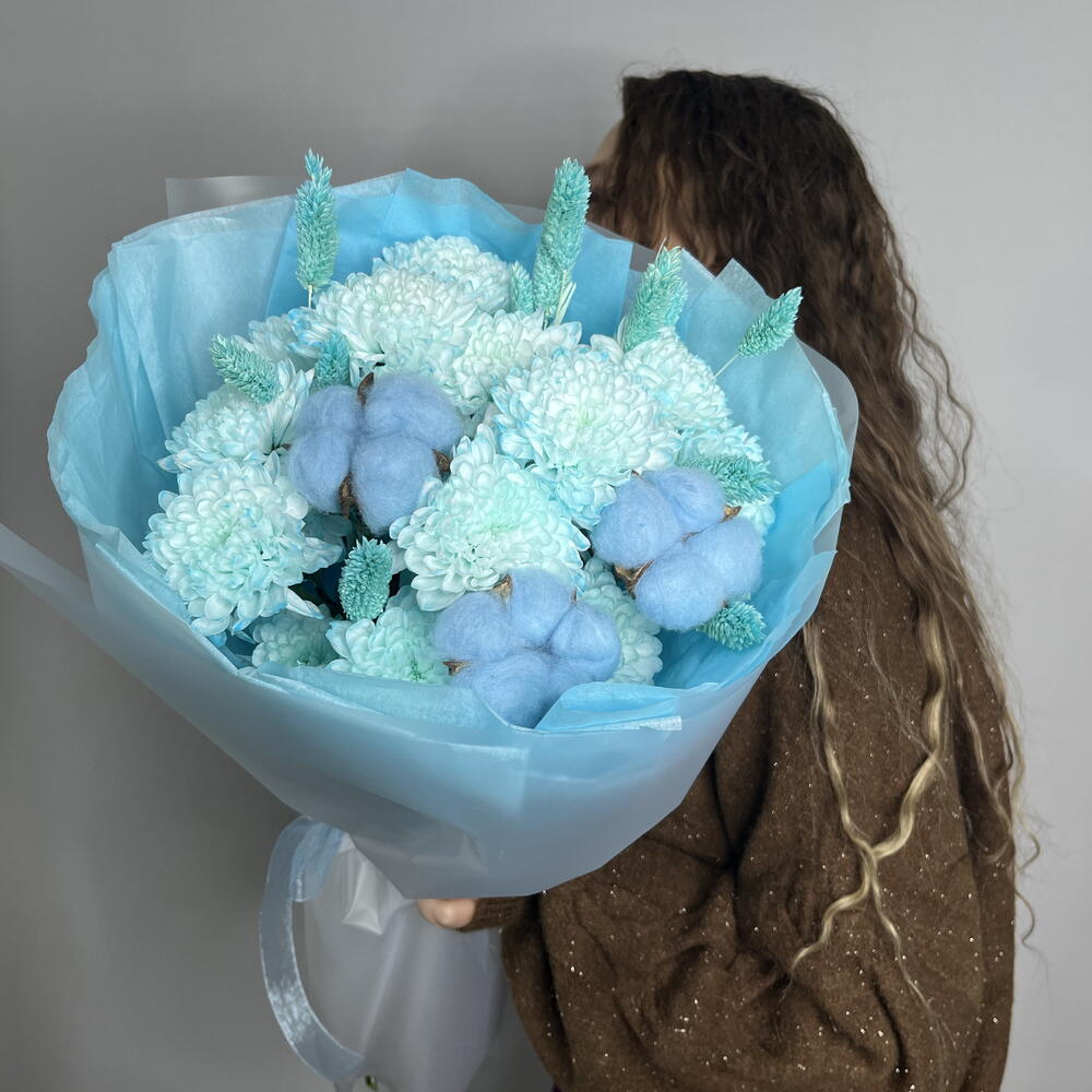 Сухоцветик «S»💙голубые хризантемы и сухоцветы ☺️