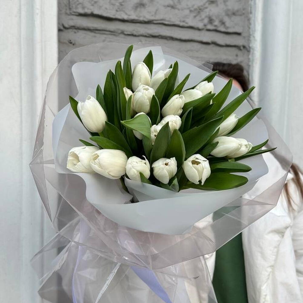 Белые тюльпаны 19 шт