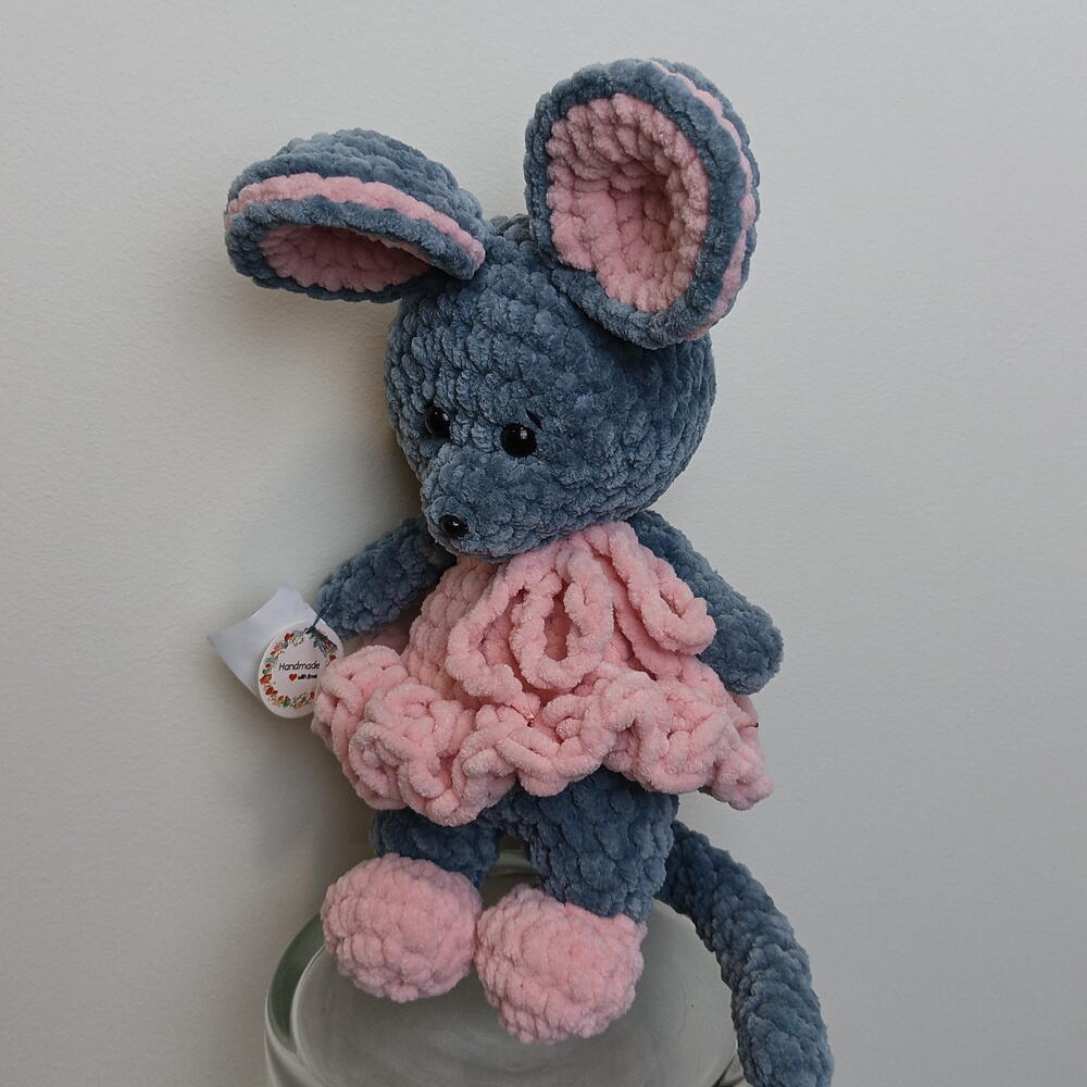 Мягкая игрушка вязаная мышка в платьице 🐁