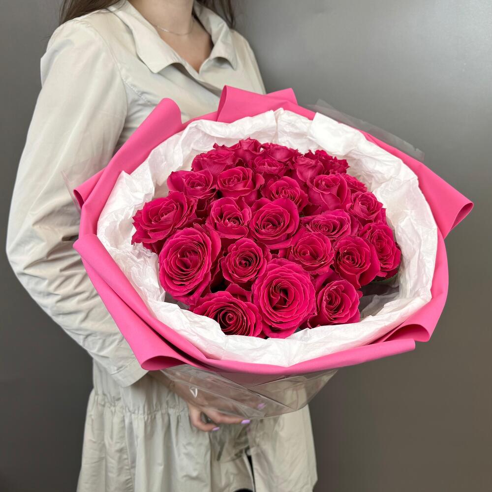 Малиновые розы 25 шт💖💝💞