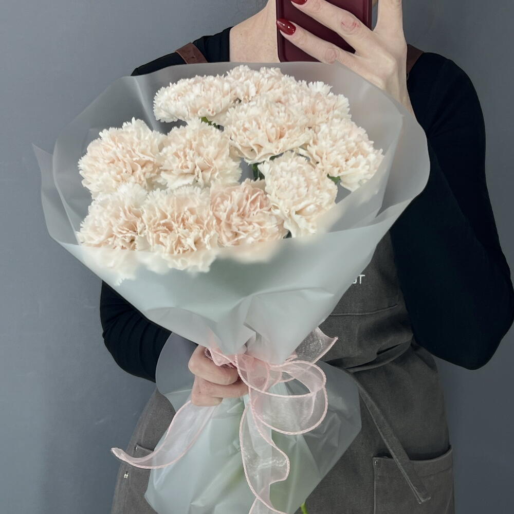 Моно букет кремовый диантус «Брют» 🌸🌸🌸