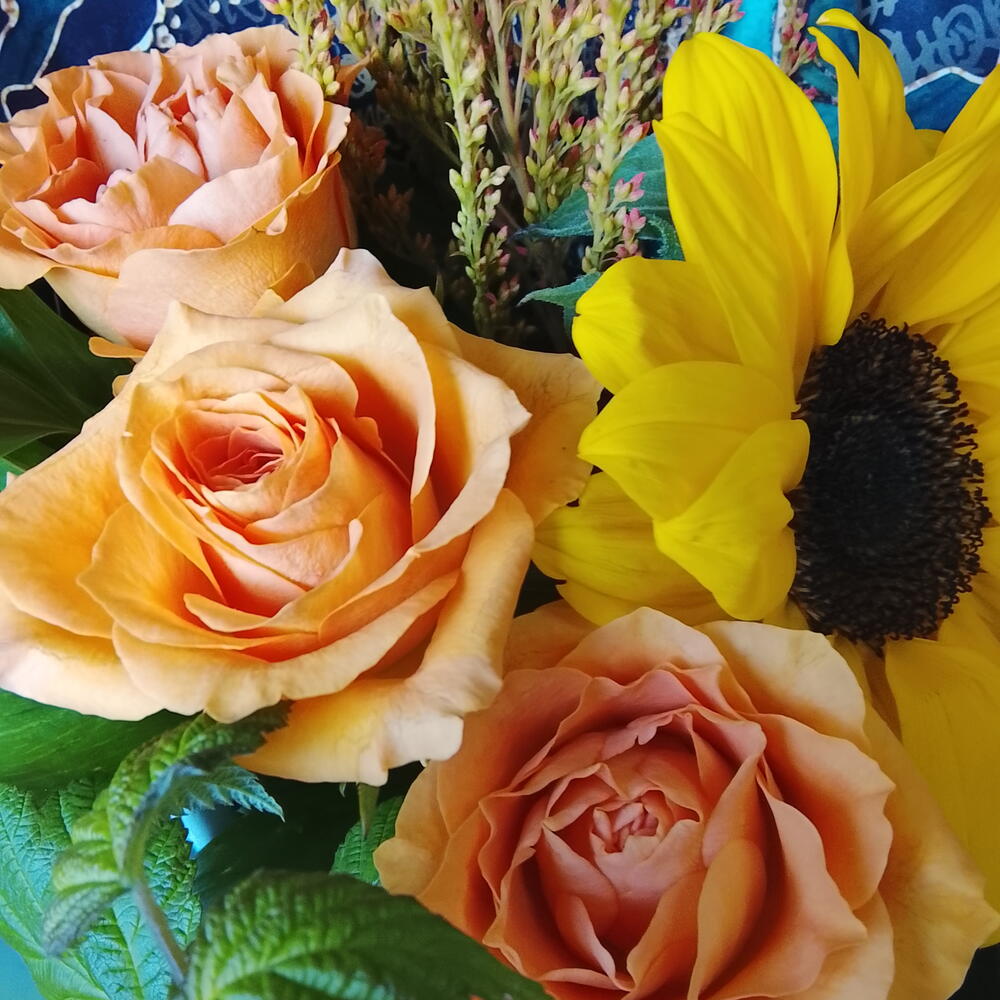Подсолнух с розами🧡