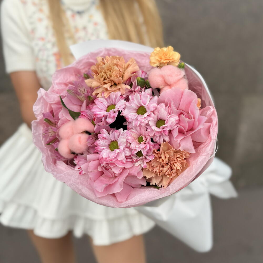 Букет 💐 к 1 сентября 🍁 Альстромерии🌸 Хлопок💙