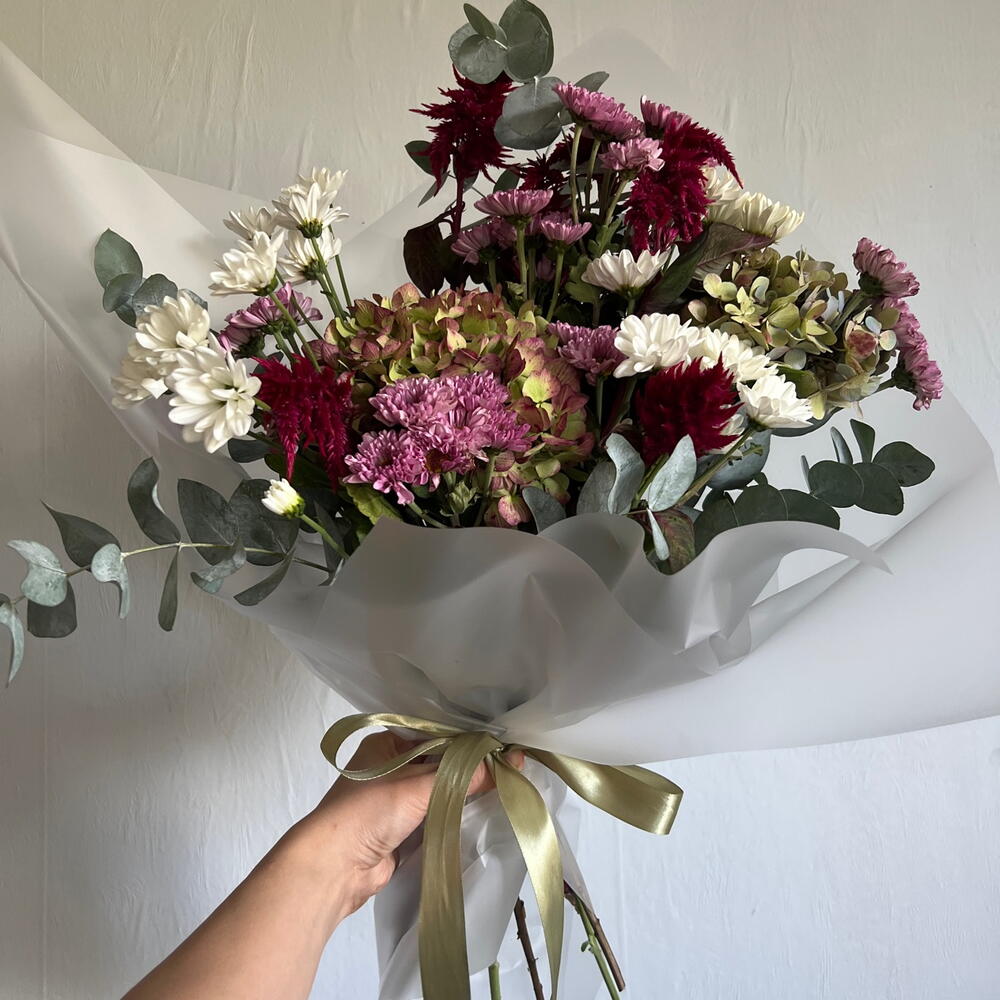 Hydrangea and chrysanthemum