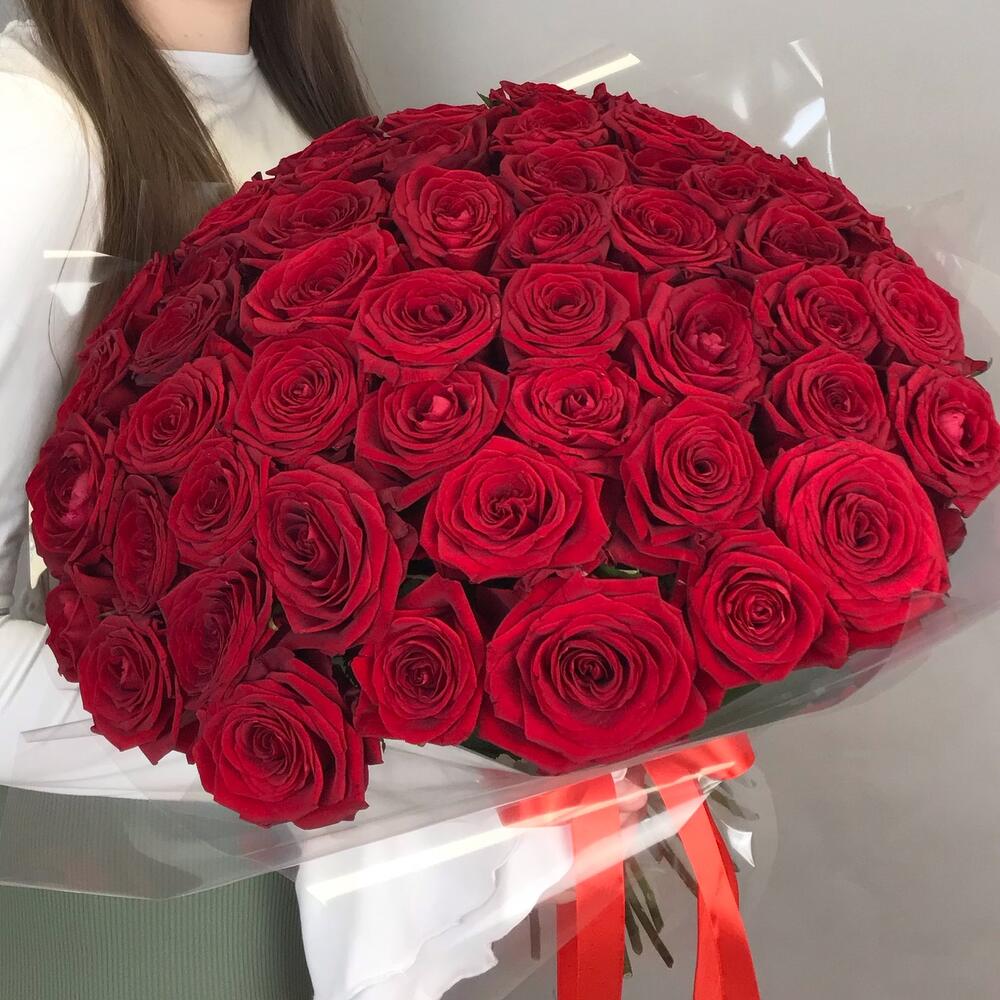 Монобукет из 51 красной розы