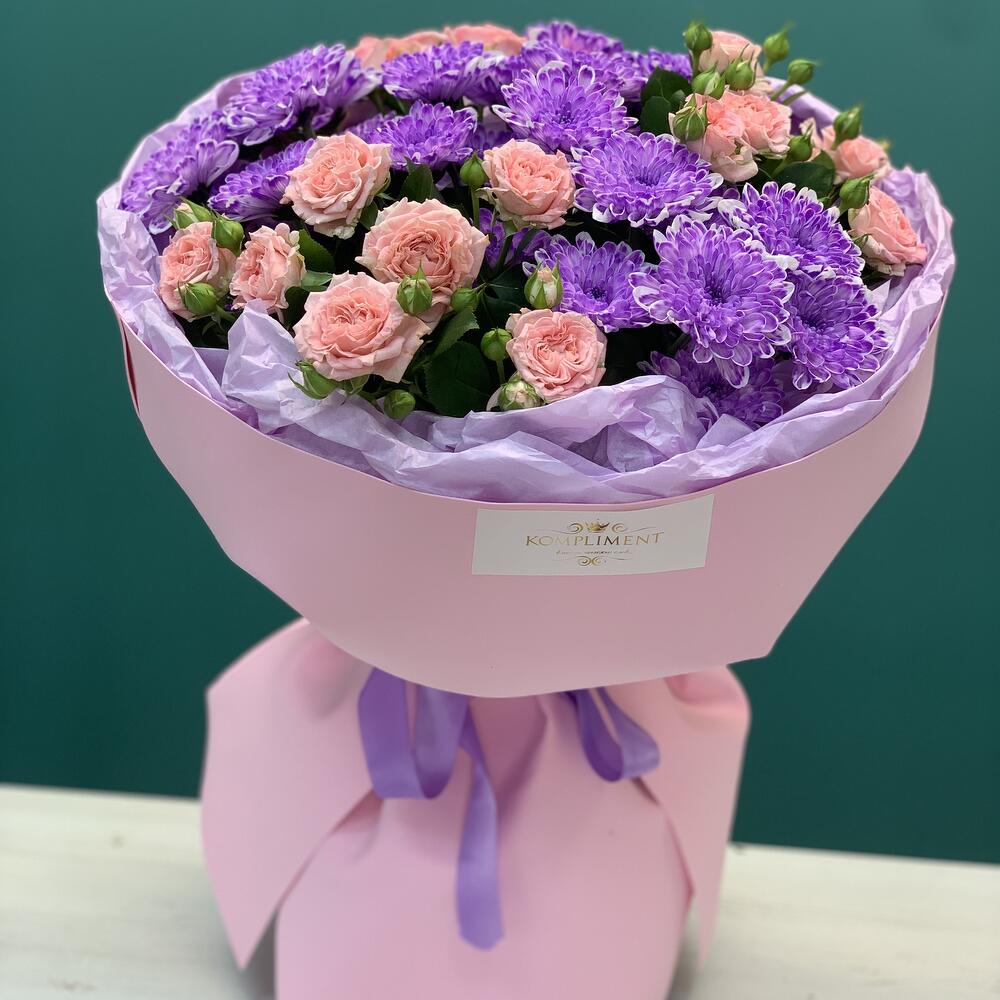 Букет хризантемы и кустовые розы💖