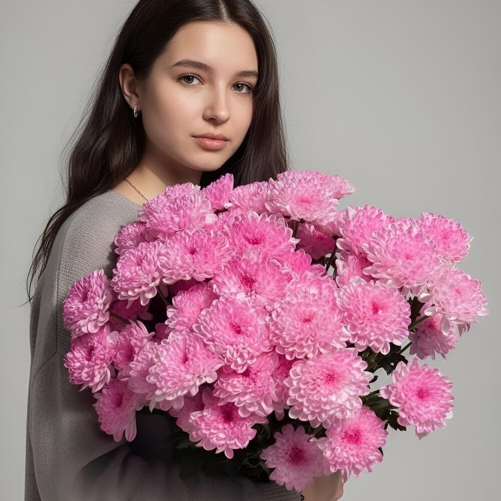 ОХАПКА из 7 розовых хризантем