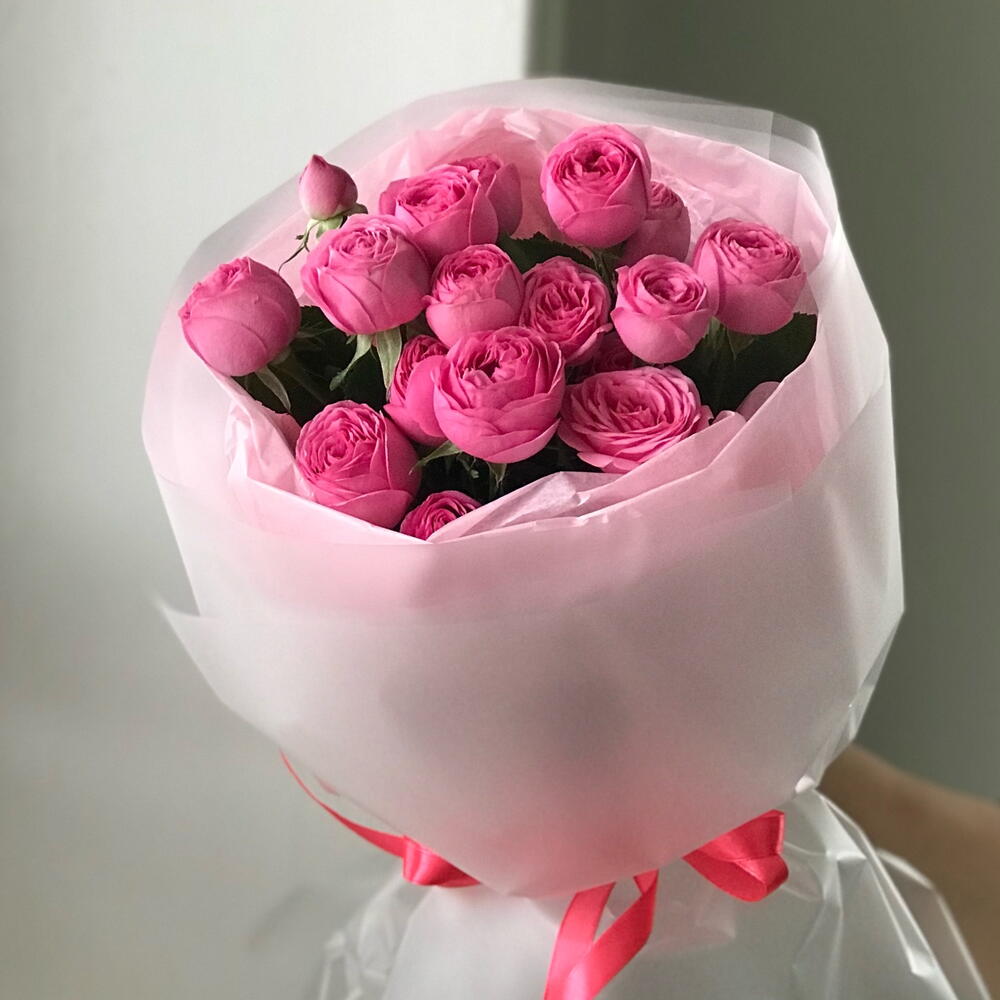 3 ветки пионовидных кустовых роз Жизель / Giselle Жизель 21 Buket flowers