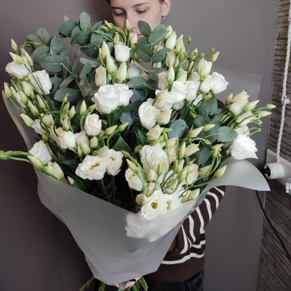 Эустома + эвкалипт