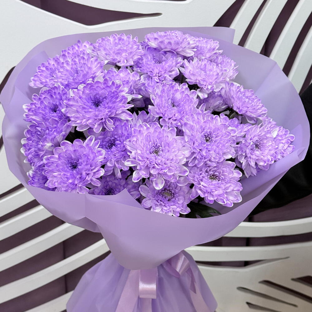 Букет«Цвет сирени» из кустовой хризантемы 💜
